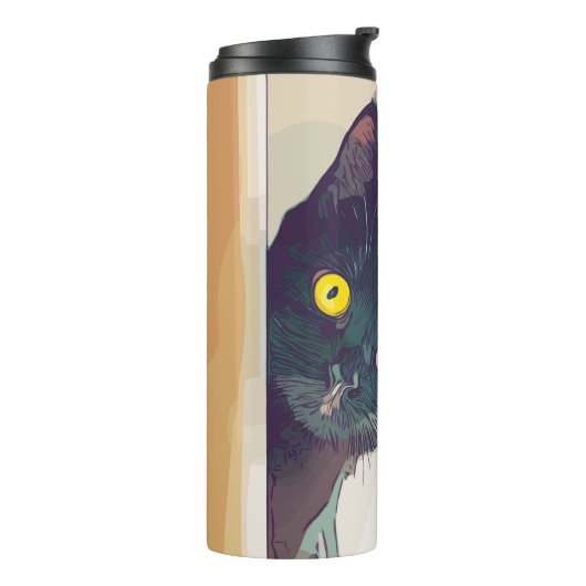 Schattigee Peeking Cat Design Thermische Tumbler Thermosbeker (Gedraaid links)