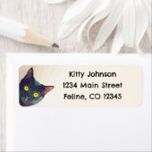 Schattigee Peeking Cat Return Adres Sticker (Insitu)