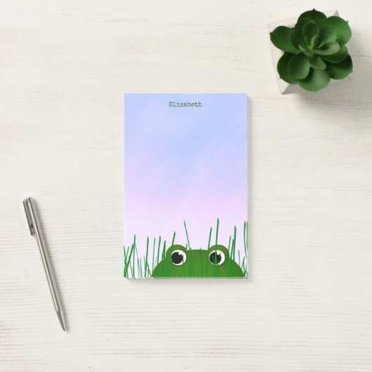 Schattigee Peeking Frog gepersonaliseerd Post-it® Notes (Kantoor)