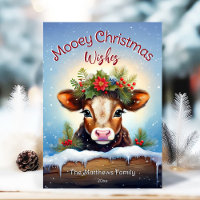 Schattigee Peeking Jersey Koe Mooey Christmas Snow
