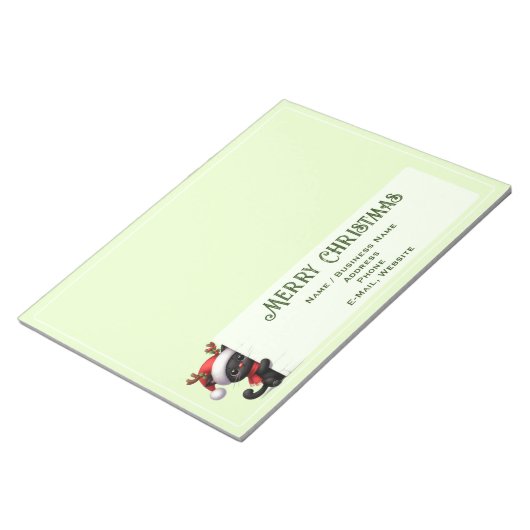 Schattigee Peeking Kerstkat Notitieblok (Schuin)