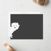 Schattigee Peeking Pup Flat Notecard Notitiekaartje (Voorkant / Achterkant in situ)