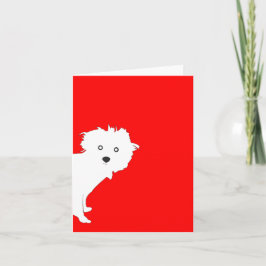 Schattigee Peeking Pup op Rood Kaart