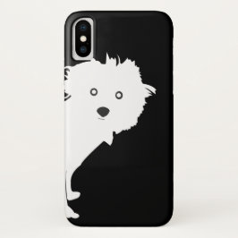 Schattigee Peeking Pup op zwart iPhone X Hoesje