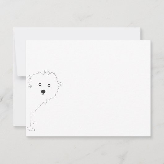 Schattigee Peeking Pup White Flat Notecard Notitiekaartje (Voorkant)