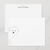 Schattigee Peeking Pup White Flat Notecard Notitiekaartje (Voorkant / Achterkant)