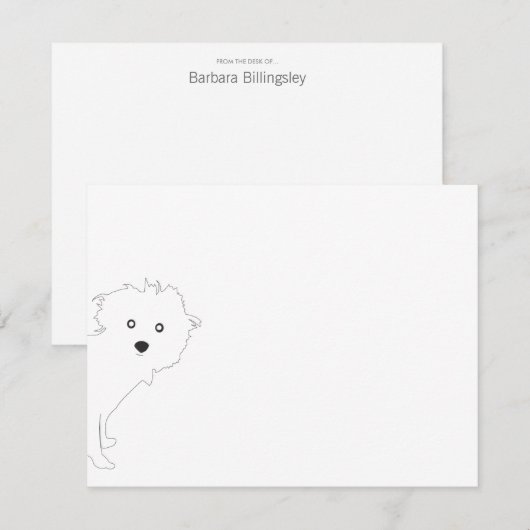 Schattigee Peeking Pup White Flat Notecard Notitiekaartje (Voorkant / Achterkant)