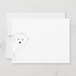 Schattigee Peeking Pup White Flat Notecard Notitiekaartje