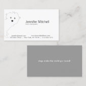 Schattigee Peeking Pup White Visitekaartje (Voorkant / Achterkant)