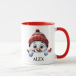 Schattigee Peeking Snowman Christmas Coffee Mok<br><div class="desc">Een schattig gezicht van een gluiperende sneeuwpop met een aanpasbare naam Christmas Coffee mok. Ideaal cadeau voor familie en vrienden. Bedankt dat je langskwam. Bezoek onze winkel voor meer artikelen!</div>