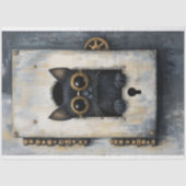 Schattigee Peeking Steampunk Black Kitten AP3 Deco Tissuepapier (Voorkant)