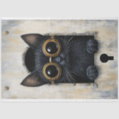 Schattigee Peeking Steampunk Black Kitten AP4 Deco Tissuepapier (Voorkant)