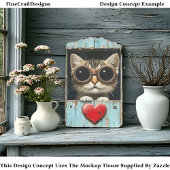 Schattigee Peeking Steampunk Tabby Kitten AP5 Deco Tissuepapier