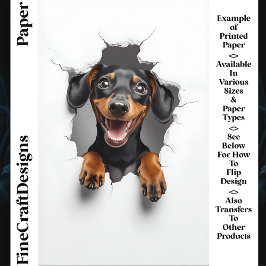 Schattigee Peeking Teckel Hond Puppy CN8 Craft Pap