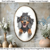Schattigee Peeking Teckel Hond Puppy CN8 Decoupage Tissuepapier
