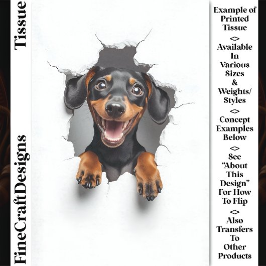 Schattigee Peeking Teckel Hond Puppy CN8 Decoupage Tissuepapier