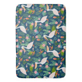 Schattigee pelikanen kleurrijke tropische bloemmot badmat (Voorkant Verticaal)