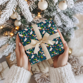 Schattigee pelikanen kleurrijke tropische bloemmot cadeaupapier