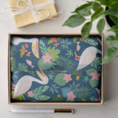 Schattigee pelikanen kleurrijke tropische bloemmot tissuepapier (Geschenk)