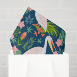 Schattigee pelikanen kleurrijke tropische bloemmot tissuepapier