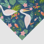 Schattigee pelikanen kleurrijke tropische bloemmot tissuepapier (Detail)