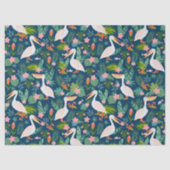 Schattigee pelikanen kleurrijke tropische bloemmot tissuepapier (Voorkant)