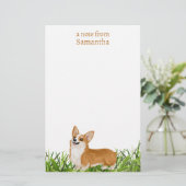 Schattigee Pembroke Corgi Dog Monogram Naam Briefpapier (Staand voorkant)