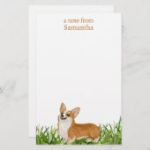 Schattigee Pembroke Corgi Dog Monogram Naam Briefpapier (Voorkant / Achterkant)
