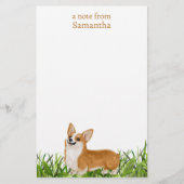 Schattigee Pembroke Corgi Dog Monogram Naam Briefpapier (Voorkant)