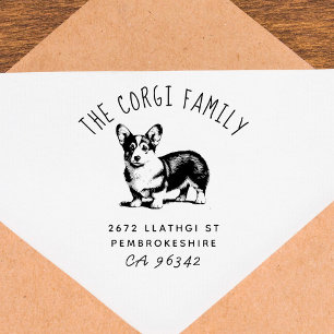 Schattigee Pembroke Corgi Familienaam Retouradres Rubberstempel