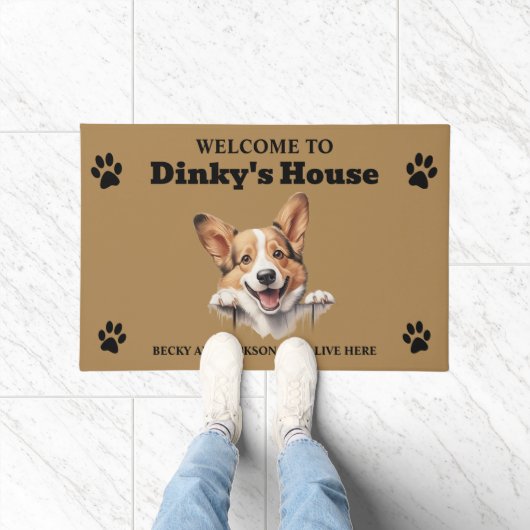 Schattigee Pembroke Welsh Corgi Dog Foto Deurmat (Binnen)