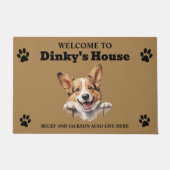 Schattigee Pembroke Welsh Corgi Dog Foto Deurmat (Voorkant)