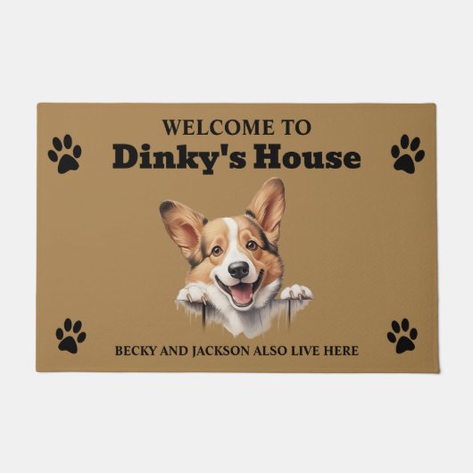 Schattigee Pembroke Welsh Corgi Dog Foto Deurmat (Voorkant)