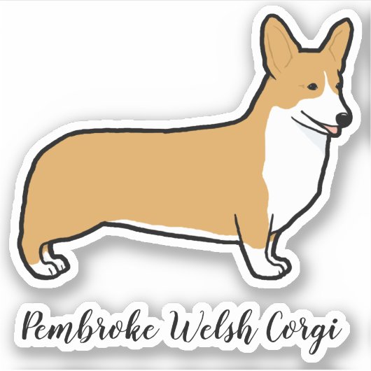 Schattigee Pembroke Welsh Corgi Hondenras Vinyl St Sticker (Voorkant)