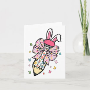 Schattigee Pencil Coquette Bow Bunny Paasdag Leraa Kaart