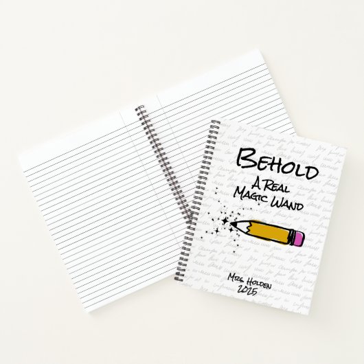 Schattigee Pencil Magic Wand Sparkle Custom Name T Notitieboek (Binnen)