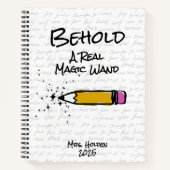 Schattigee Pencil Magic Wand Sparkle Custom Name T Notitieboek (Voorkant)