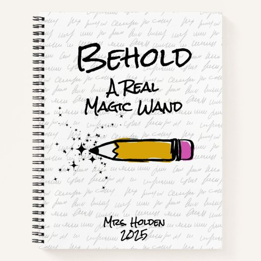 Schattigee Pencil Magic Wand Sparkle Custom Name T Notitieboek (Voorkant)