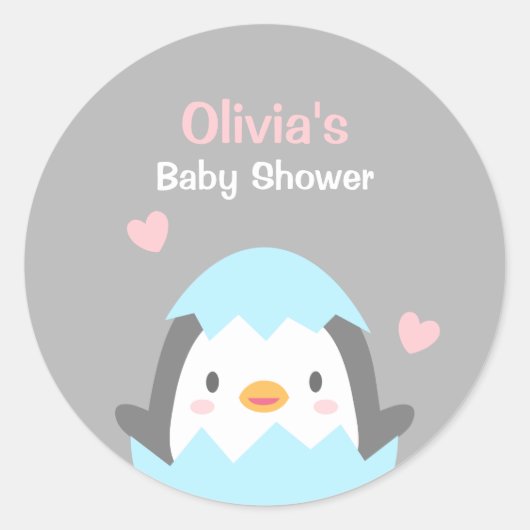 Schattigee Penguin Baby shower Decoratie Stickers (Voorkant)