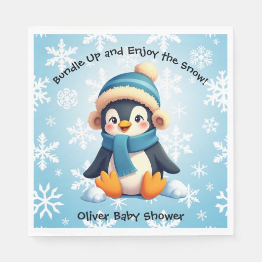 Schattigee Penguin Baby shower Papier servet (Voorkant)