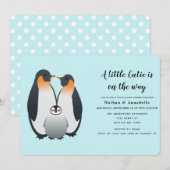 Schattigee Penguin Baby shower Uitnodiging (Voorkant / Achterkant)