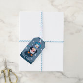 Schattigee Penguin Blue Holiday Gift Labels Cadeaulabel (Met Touw)
