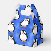 Schattigee Penguin Cartoon Blauwe Waterverf Bedankdoosjes (Achterkant)