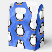 Schattigee Penguin Cartoon Blauwe Waterverf Bedankdoosjes (Geopend)