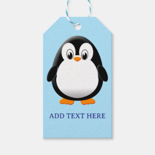 Schattigee Penguin Cartoon Custom Blue Cadeaulabel