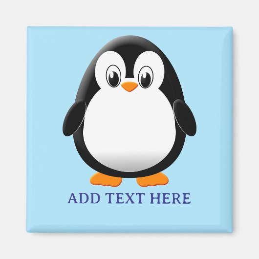 Schattigee Penguin Cartoon Custom Blue Magneet (Voorkant)