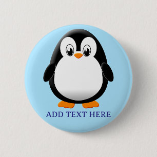 Schattigee Penguin Cartoon Custom Blue Ronde Button 5,7 Cm