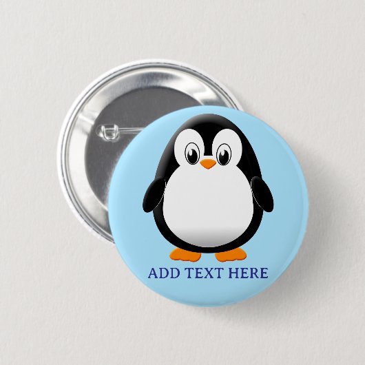 Schattigee Penguin Cartoon Custom Blue Ronde Button 5,7 Cm (Voorkant /achterkant)