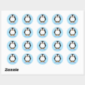 Schattigee Penguin Cartoon Custom Blue Ronde Sticker (Vel)