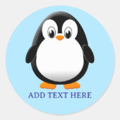 Schattigee Penguin Cartoon Custom Blue Ronde Sticker (Voorkant)